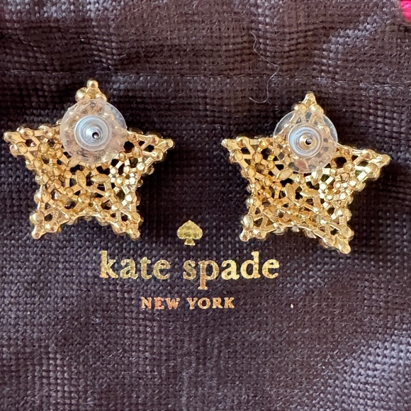 Pave Star Gold Pierced Earrings - Picture 5 of 6